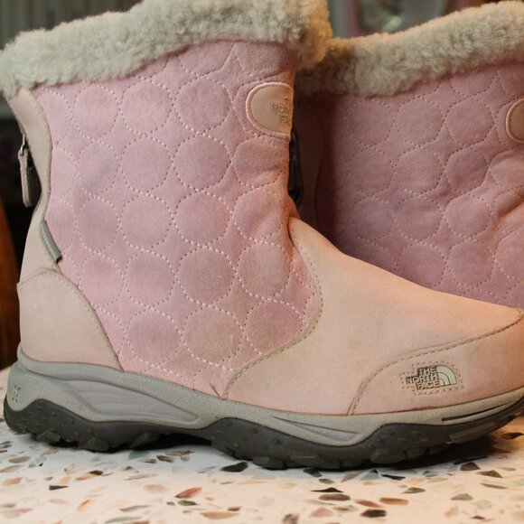 The North Face Women's Pink Leather/Suede Winter Snow Boots 8 M Faux Fur Zip - Picture 14 of 14
